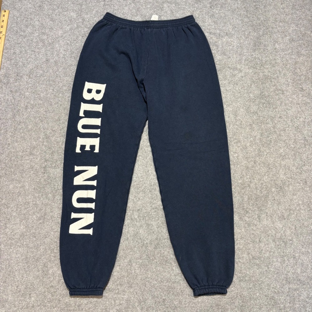 Vintage Blue Nun Graphic Sweatpants Navy Blue XL Elastic Waist Joggers